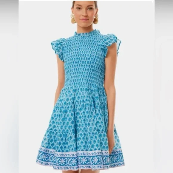 oliphant smocked flirty short dress Smocked Flirty 3/4 Sleeve